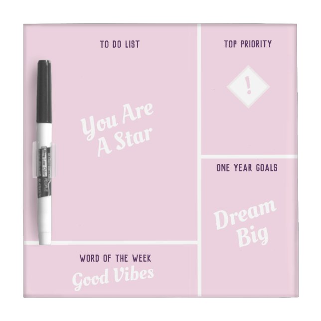 Goals Action Bullet List Dry Erase Board (Front)