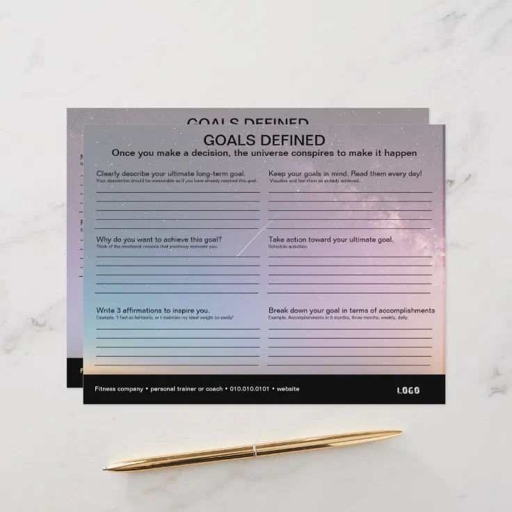 Goals Defined Worksheet Zazzle