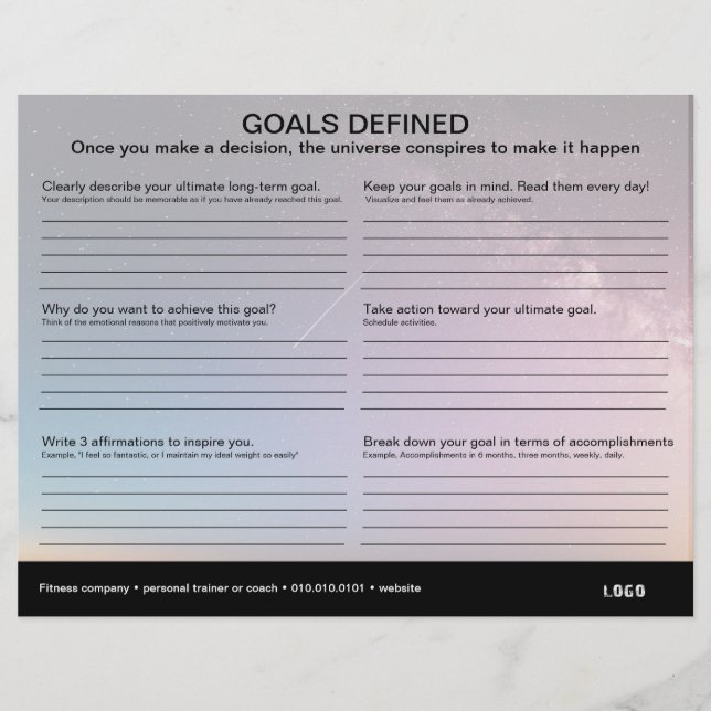 Goals Defined Worksheet (Front)