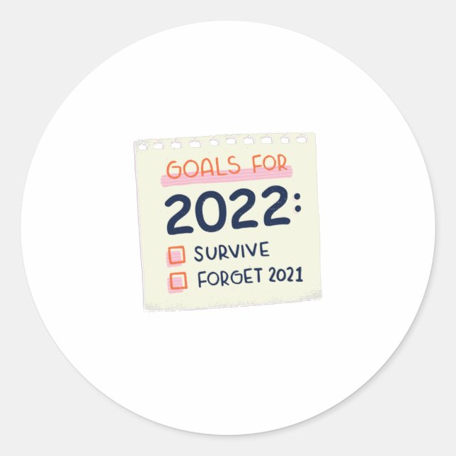 Goals for 2022: Survive, Forget 2021 Classic Round Sticker (Front)
