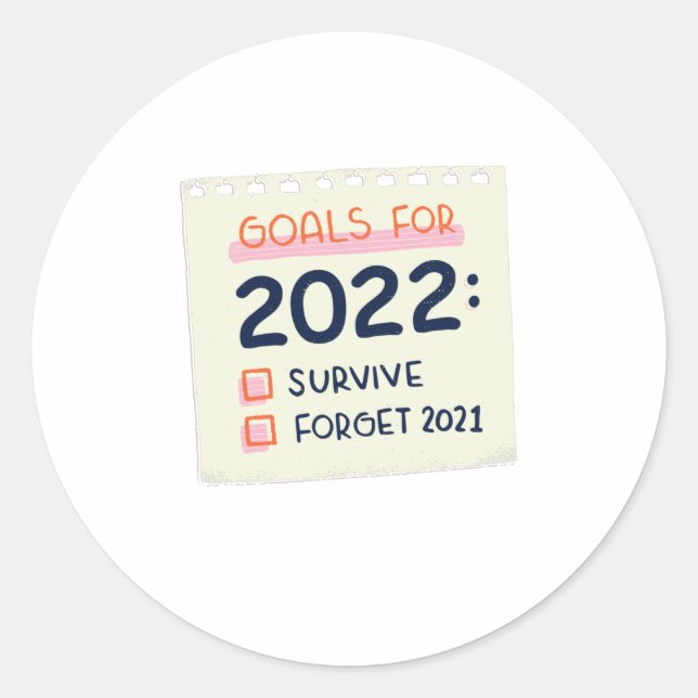 Goals for 2022: Survive, Forget 2021 Classic Round Sticker (Front)