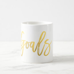 GOALS Gold Foil Modern Script Trendy Custom Coffee Mug