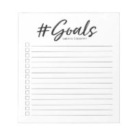 Goals notepad with checkboxes