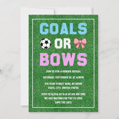 Goals or Bows Football Gender Reveal Invitation