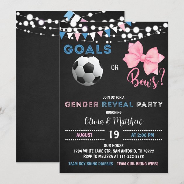 Gender Reveal Hintergrund 'Goals Or Bows' - Vinyl-Banner 180x120cm Mit Pink/blauen Punkten & Fußball - Für Baby-Shower Fotoshooting