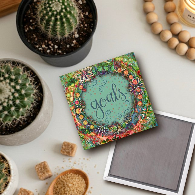 Goals Pretty Fun Floral Modern Inspirivity Magnet (Creator Uploaded)