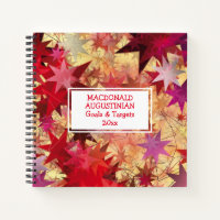 GOALS TARGETS Red Stars Personalized Square Notebook