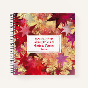 GOALS TARGETS Red Stars Personalized Square Notebook