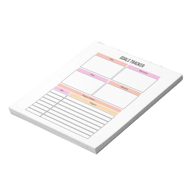 Goals Tracker Planner Notepad (Rotated)