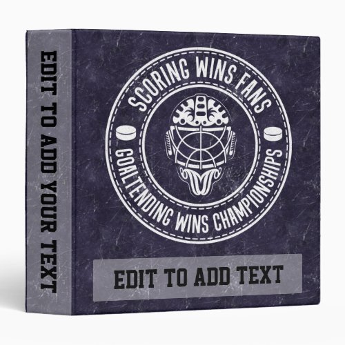 Goaltending Wins Championships Hockey Binder