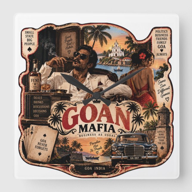 Goan Mafia – Goa Pride Square Wall Clock (Front)