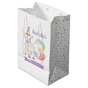 Goat 3rd Birthday Gift Bag – Pastel Farm Animal Pa