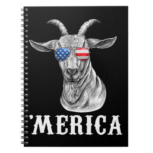 Goat 4th of July American Flag USA Merica Notebook