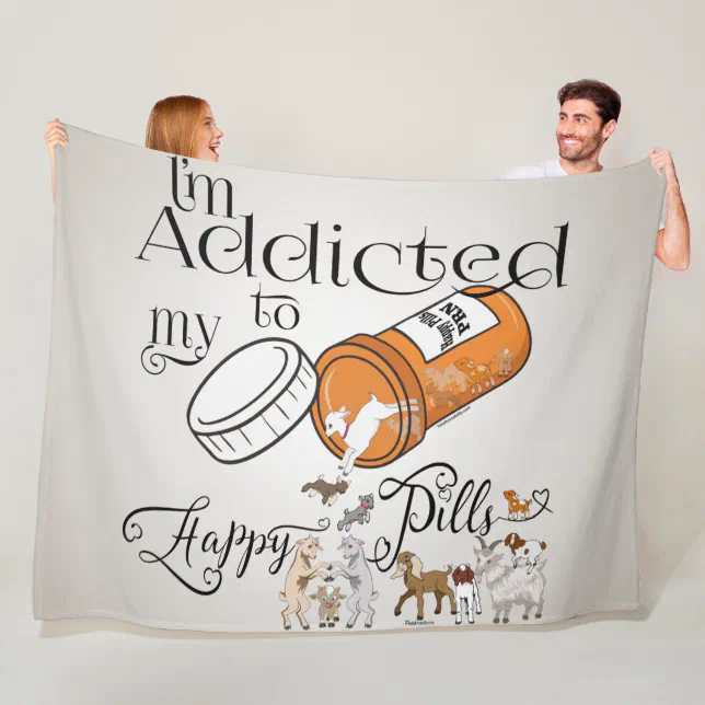 GOAT Addicted to my Happy Pills Large Fleece Blanket Zazzle