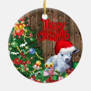 GOAT Adorable Pygmy Goat Baby Christmas Ceramic Ornament