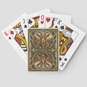 Goat Alpine Peaks Watercolor GeoSaga Poker Cards