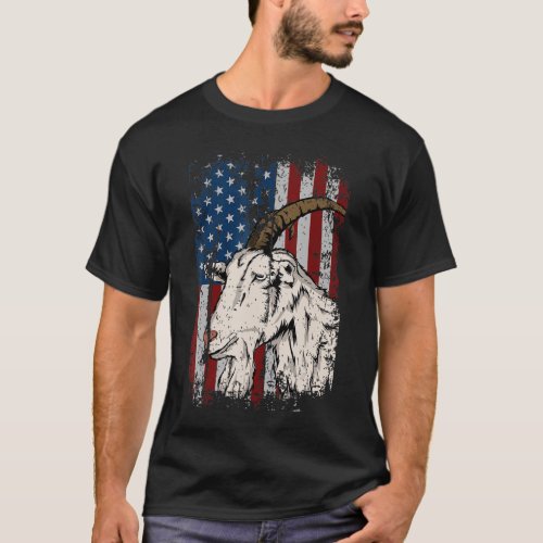 Goat American US Flag Patriotic Goat Farm T_Shirt