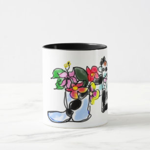 Goat and flowers mug