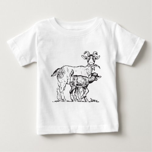 Goat and Kid Baby T_Shirt