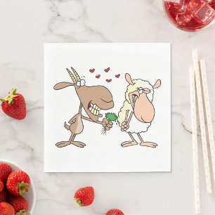 Goat And Sheep In Love Napkins