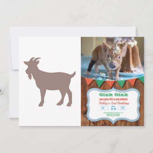 Goat animal farm silhouette invitation