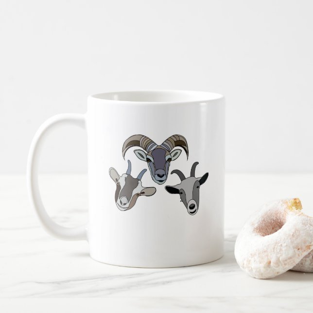 Goat Animal Funny Goat Coffee Mug (With Donut)