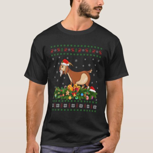 Goat Animal Lover Santa Hat Ugly Goat Christmas T_Shirt