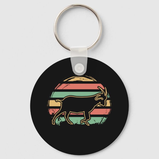 Goat Animal Retro Keychain (Front)