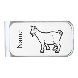 Goat Animal Thunder_Cove Silver Finish Money Clip