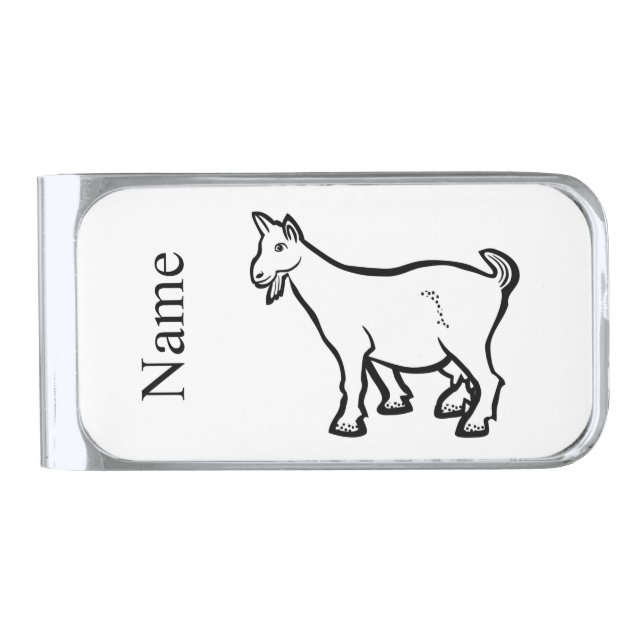 Goat Animal Thunder_Cove  Silver Finish Money Clip (Front)