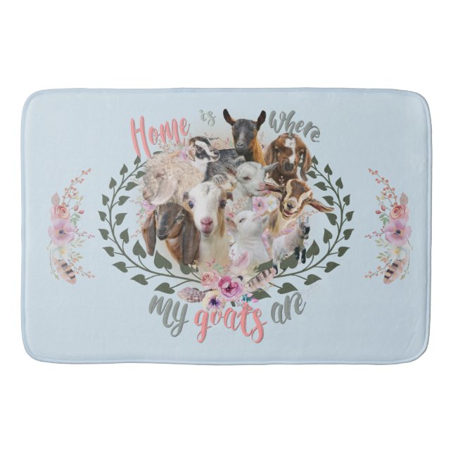 GOAT ART | Home is Where My Goats Are GetYerGoat Bathroom Mat (Front)
