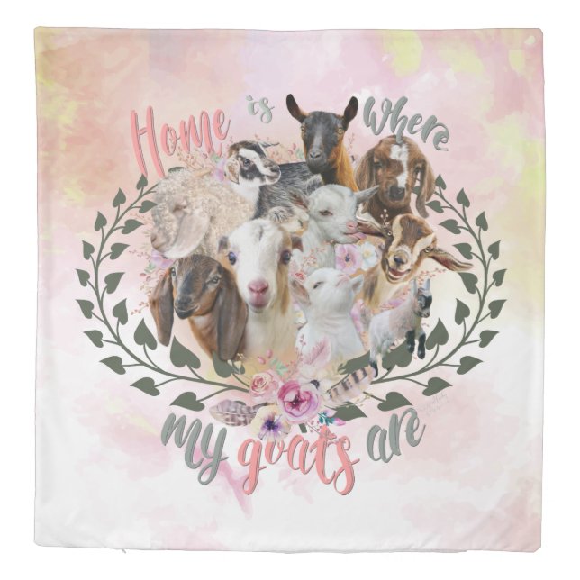 GOAT ART | Home is Where My Goats Are GetYerGoat Duvet Cover (Back)