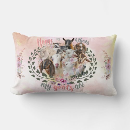 GOAT ART  Home is Where My Goats Are GetYerGoat Lumbar Pillow