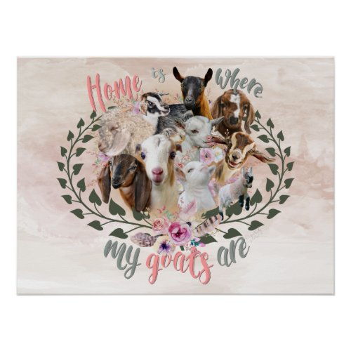 GOAT ART  Home is Where My Goats Are GetYerGoat Poster