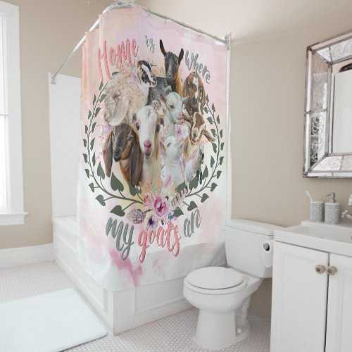 GOAT ART  Home is Where My Goats Are GetYerGoat Shower Curtain