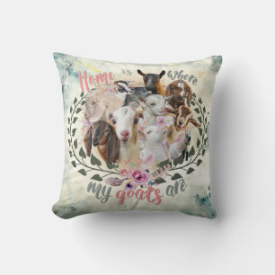 GOAT ART Home is Where My Goats Are GetYerGoat Throw Pillow