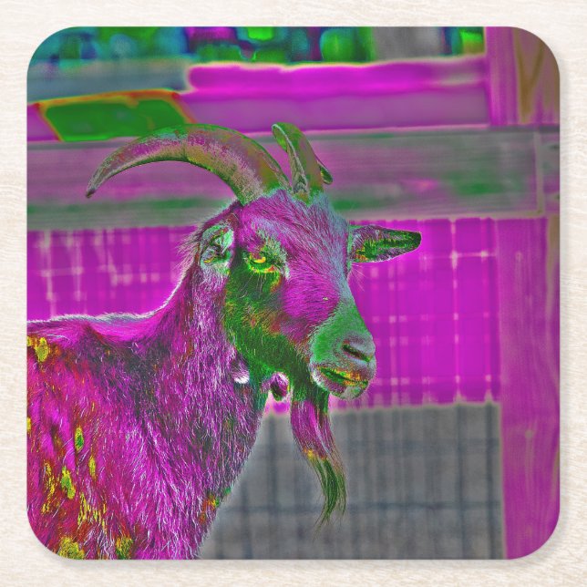 Goat Art Square Paper Coaster (Front)