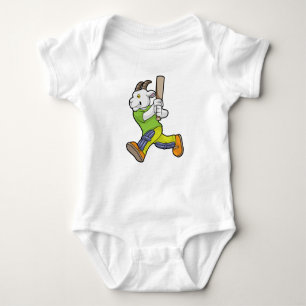 Goat as Batsman with Cricket bat Baby Bodysuit