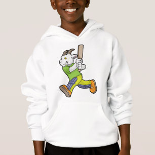 Goat as Batsman with Cricket bat Hoodie