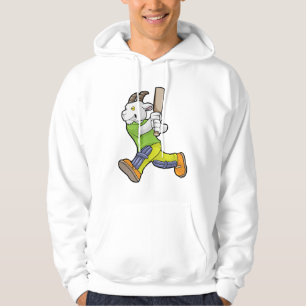 Goat as Batsman with Cricket bat Hoodie