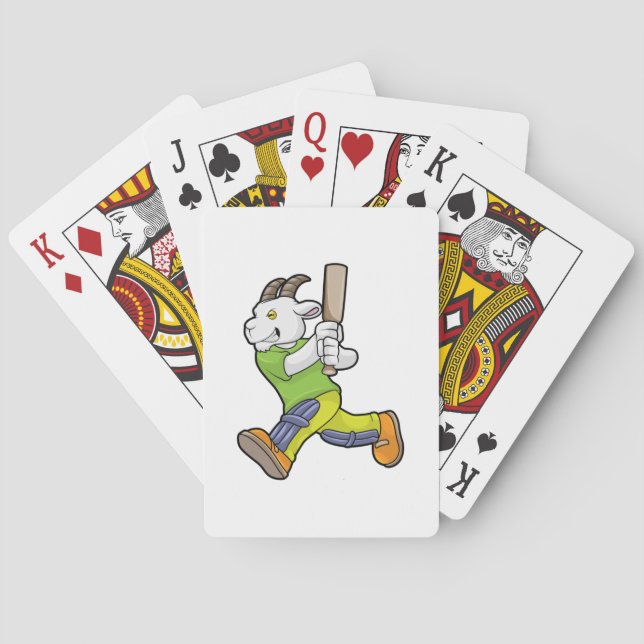 Goat as Batsman with Cricket bat Poker Cards (Back)