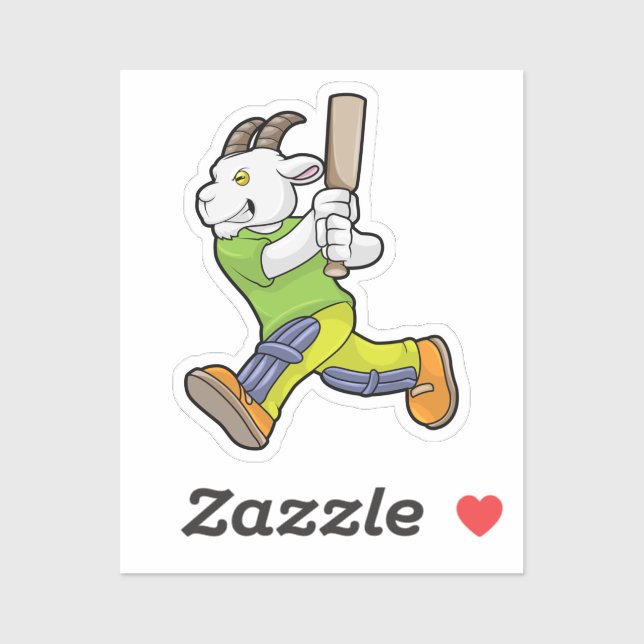 Goat as Batsman with Cricket bat Sticker (Sheet)