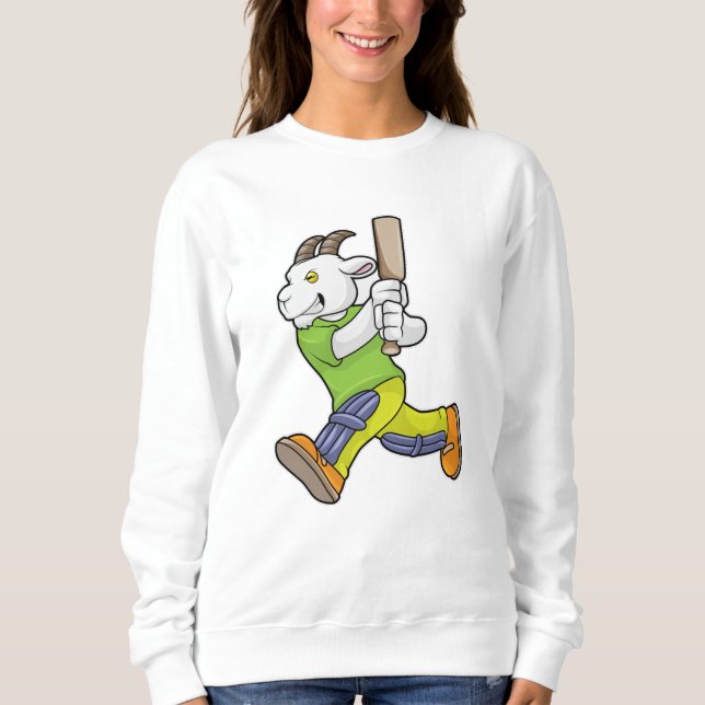 Goat as Batsman with Cricket bat Sweatshirt (Front)