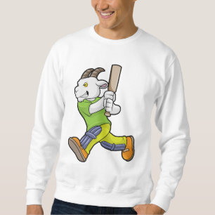 Goat as Batsman with Cricket bat Sweatshirt