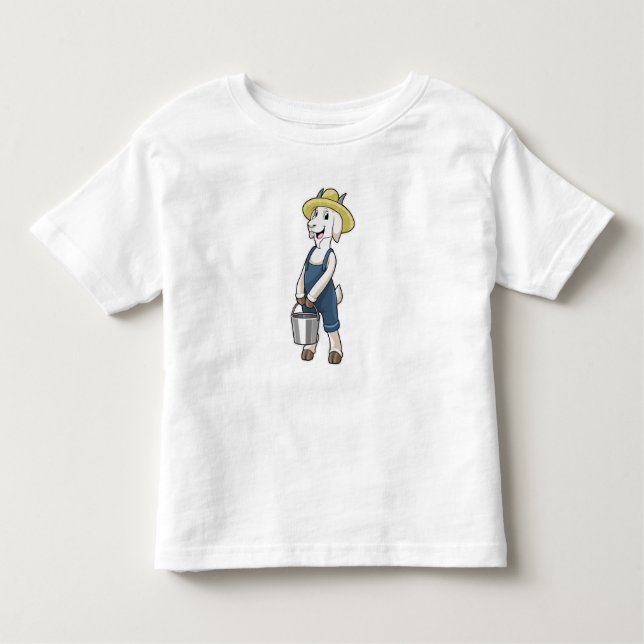 Goat as Farmer with Bucket Toddler T-shirt (Front)