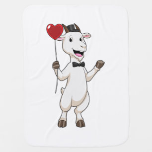 Goat as Groom with Heart Balloon Baby Blanket