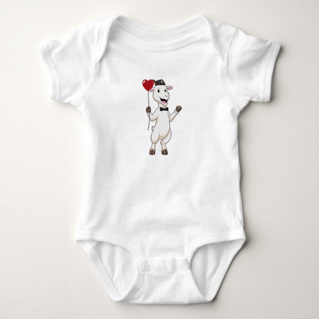 Goat as Groom with Heart Balloon Baby Bodysuit (Front)