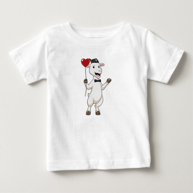 Goat as Groom with Heart Balloon Baby T-Shirt (Front)