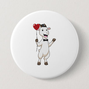 Goat as Groom with Heart Balloon Button