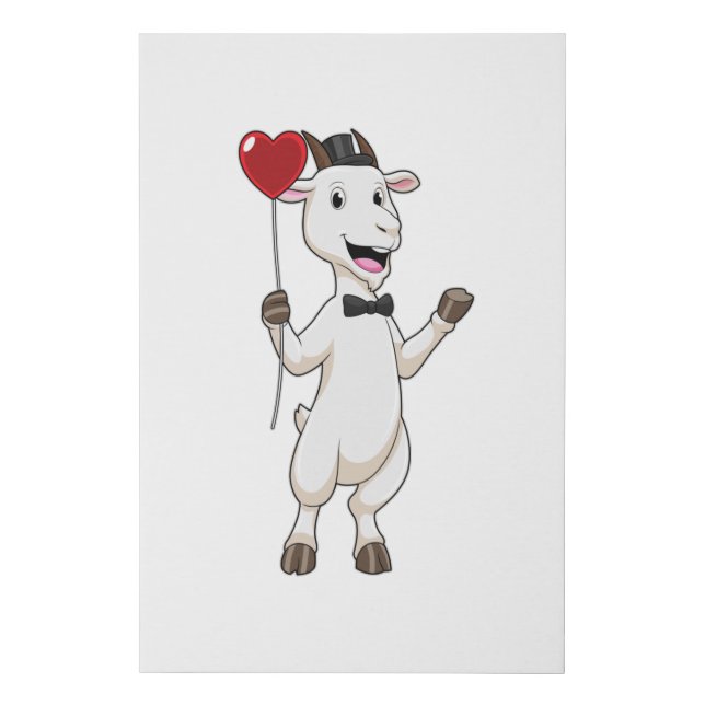 Goat as Groom with Heart Balloon Faux Canvas Print (Front)